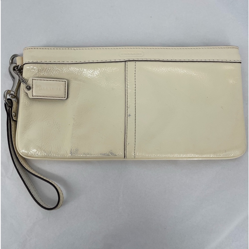 Coach‎ Patton Leather Clutch Cream with Purple Interior